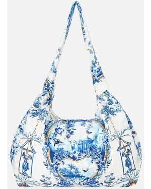 CAMILLA Slouch Shoulder Bag With Knot Details The Porcelain Parlour - Blue
