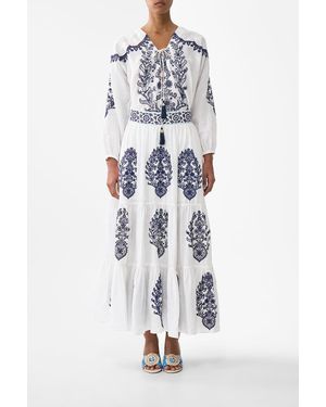 CAMILLA Lace Up Blouse Isnik Lullaby - White