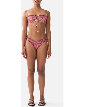 CAMILLA Ruched Skimpy Bikini Bottom With Tie Sides Heirloom Empire - Orange