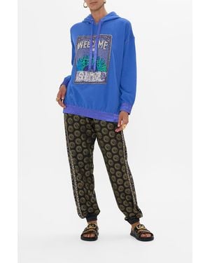 CAMILLA Silk Band Oversized Hoodie With Pockets- Defy Gravity - Blue