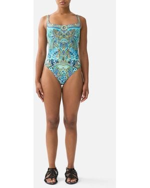 CAMILLA Underwire Square Neck One Piece W Scoop Back Flamenco Euphoria - Blue