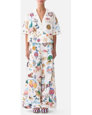 CAMILLA Tuck Front Pant Kapadokya Kitsch - White