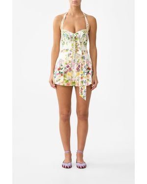 CAMILLA Tuck Front Short With Belt The Call Of Catalonia - White