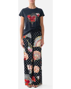 CAMILLA Slim Fit Round Neck T-Shirt - Blue