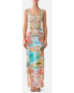 CAMILLA Square Neck Beach Maxi Dress With Low Back Meet Me - White