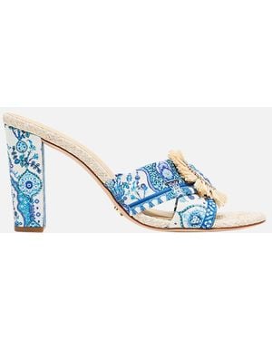 CAMILLA Azra Printed Raffia Mule Heel Isnik Lullaby - Blue