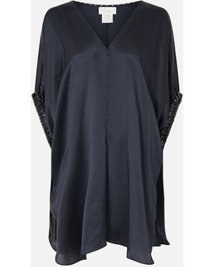 CAMILLA Gathered Cuff V Neck Top Daughters Of Duende - Blue