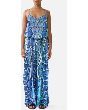 CAMILLA Shoestring Strap Jumpsuit The Sapphire Serpent - Blue