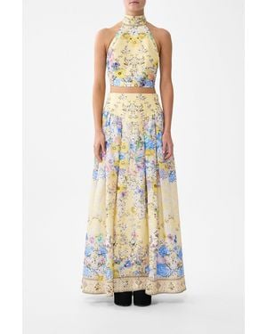 CAMILLA Halter Tie Back Top Darling Buds - White
