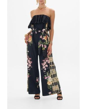 CAMILLA Strapless Jumpsuit With Frill Adorned - Blue