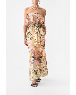 CAMILLA Strapless Jumpsuit With Frill Welcome To The Lotus - White
