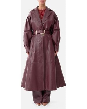 CAMILLA Leather Coat With Tucked Sleeves Call Me A Carriage - Purple