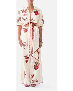 CAMILLA Cropped Top With Tie Front High Class Hookah - Pink