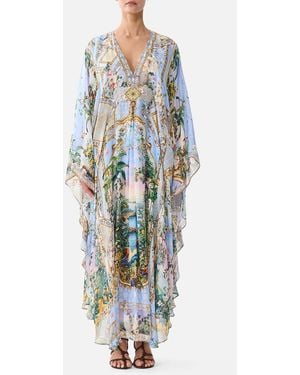 CAMILLA Long Kaftan With Waist Detail Sisi Society - White