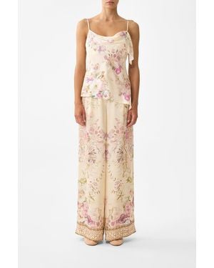 CAMILLA Asymmetric Draped Top Adorned - Natural