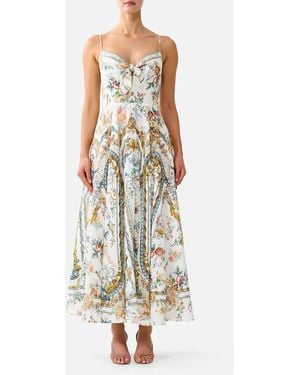 CAMILLA Long Dress With Tie Front Ballad Of The Bibliothèque - White