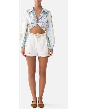 CAMILLA Cropped Wrap Shirt My Homespun Heart - Blue