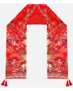 CAMILLA Long Silk Crinkle Chiffon Scarf Olé Olé - Red