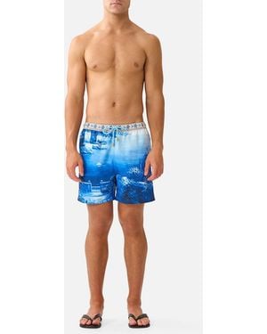 CAMILLA Mid Length Boardshort With Elastic Waist Sweet Sacré Bleu - Blue