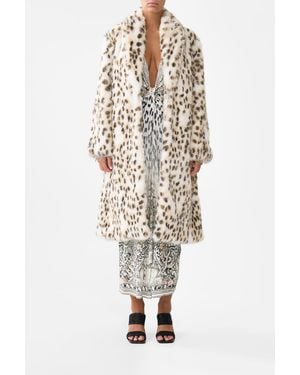 CAMILLA Long Teddy Coat Marble Heaven - White
