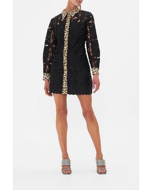 CAMILLA Long Sleeve Tunic Dress Heart Like A Wildflower - Black