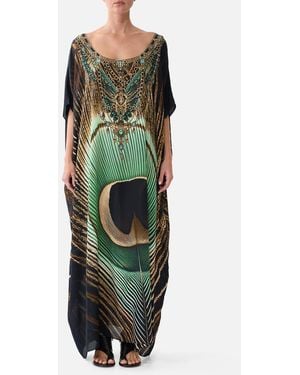 CAMILLA Round Neck Kaftan A Wink To The Wild - Green