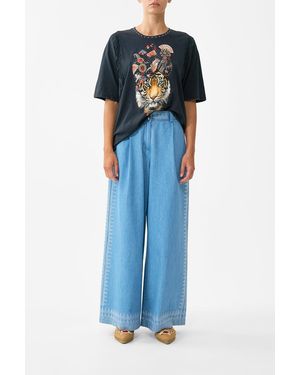 CAMILLA Oversized Tee With Lace Trim Daughters Of Duende - Blue