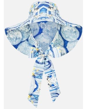 CAMILLA Wide Brim Bucket Hat With Tie De Nada Granada - Blue