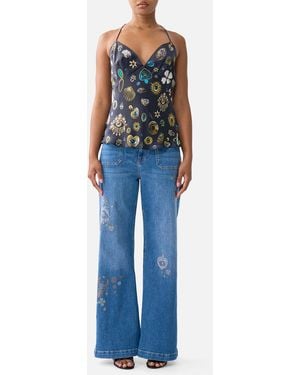 CAMILLA Chain Detail Bias Cami Amulets And Alchemy - Blue
