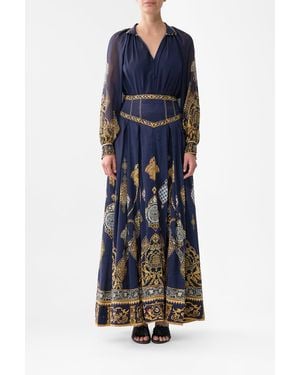 CAMILLA Corset Waist Maxi Skirt The Imperial Gate - Blue