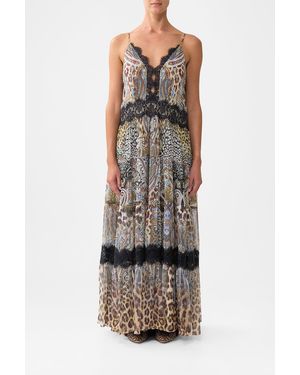 CAMILLA Trapeze Tiered Dress With Lining Istanbul Animalia - Multicolour