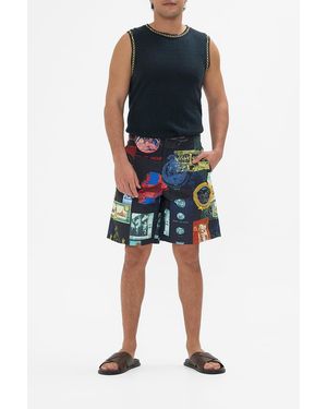 CAMILLA Mid Length Trail Short Landmarks And Love Letters - Blue