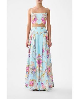 CAMILLA Corset Waist Wide Leg Pant Bazaar Blooms - White