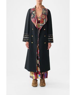 CAMILLA Coat With Vest Detail Patchwork Alchemy - Black