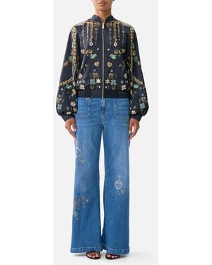 CAMILLA Bomber Jacket With Shirred Cuff Amulets And Alchemy - Blue