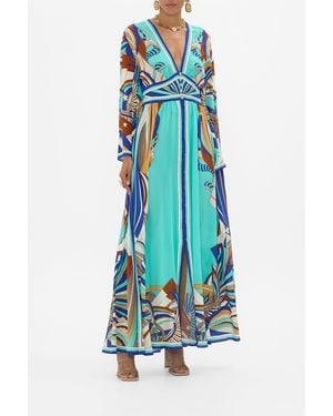CAMILLA Kimono Sleeve Dress With Shirring Detail Oasis Oracle - Blue