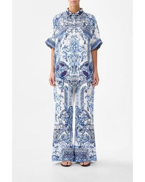 CAMILLA Minimal Wide Leg Pant A Tiled Wonderland - Blue