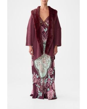 CAMILLA Knit Relaxed Layer With Faux Fur If These Tiles Could Talk - Red