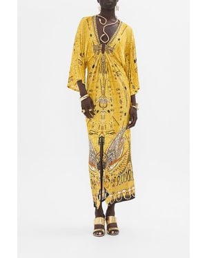 CAMILLA Draped Jersey Dress With Hardware Valley Of The Kings - Yellow