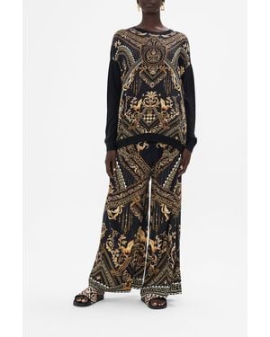 CAMILLA Long Sleeve Sweater With Print Front Duomo Dynasty - Black