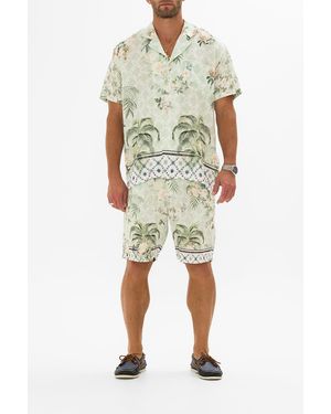 CAMILLA Relaxed Fit Camp-Collar Short Sleeve Shirt Jardim Party - Green