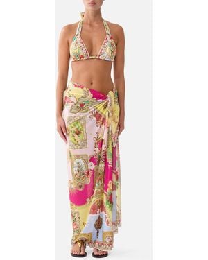 CAMILLA Multi Wear Long Sarong Painted Prayers - White