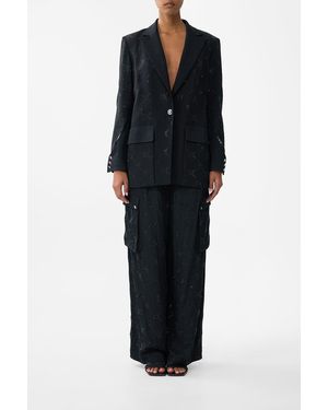 CAMILLA Jacket With Sleeve Cut Out Detail Solid - Black