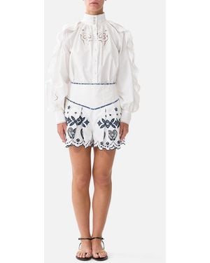 CAMILLA Corset Waist Short A Tiled Wonderland - White