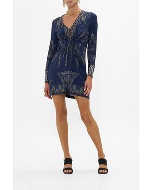 CAMILLA Short V Neck Twist Front Jersey Dress The Egypt Effect - Blue