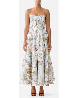 CAMILLA Corset Dress With Long Flared Skirt Seville Sweetheart - White