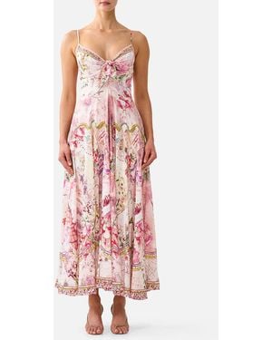 CAMILLA Long Dress With Tie Front Journal De Voyage - Pink
