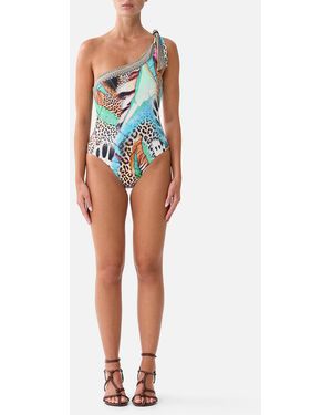 CAMILLA Draped One Shoulder One Piece W Tie Trim Butterfly Bohemia - Multicolour