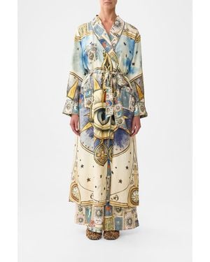 CAMILLA Long Robe With Tie My Lucky Stars - Metallic
