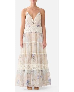 CAMILLA Trapeze Tiered Dress Laced With Love - White